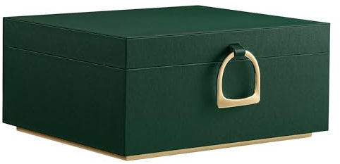 SONGMICS 2-Layer Jewellery Box, Jewellery Organiser with Handle, Removable Jewellery Tray, Jewellery Storage, Floating Effect, 20.5 x 24 x 11 cm, Gift Idea, Forest Green JBC165C01