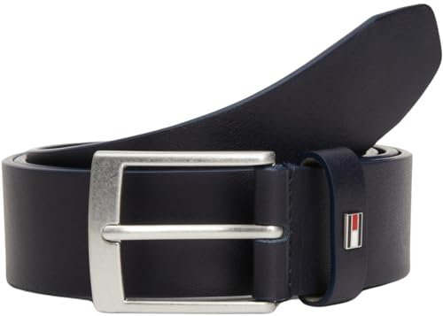 Tommy Hilfiger Herren Gürtel Adan New Leather mit Flagge aus Leder, Blau (Space Blue), 95 cm
