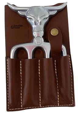 Brazilian Flame Bad Bull Fourche en aluminium 4 dents avec fourreau en cuir