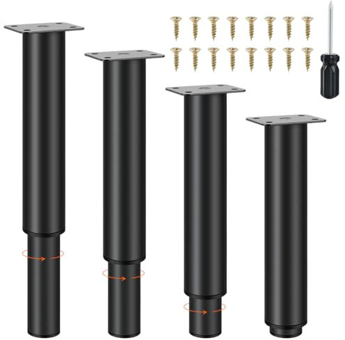 USENG 4er Set Möbelfüße Höhenverstellbar 20cm bis 37cm,Metall Möbelbeine mit Schrauben,Verstellbare Tischbeine Tischfüße Sofafuß Schrankfüße Bettfüße Möbelfüsse Schreibtisch Beine Stützbeine für Möbel