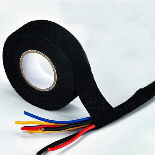 OUCONGK 4 Piezas Cinta Adhesiva de Tela Aislante, Cinta Anticalorica Escape, Cinta Aislante Negra, Cinta de Tela Eléctrica de Coche, 25mm*15m*0.3mm Cinta Adhesiva, para Motocicleta Automóvil y Hogar
