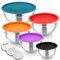 Homikit Mixing Bowls Set of 5, Stainless Steel Salad Bowls with Airtight Lids & 3 Grates, Metal Nesting Bowls for Mixing/Baking/Serving/Storing, Easy Clean - 0.7/1/1.5/2.6/4.6L (Multi-Color)