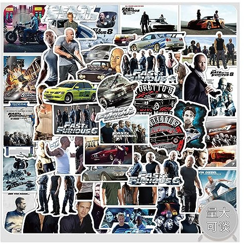 50 Stück Fast & Furious Aufkleber Auto Laptop Telefon Gitarre Skateboard Motorrad Fahrrad Fast & Furious Stickers Set Vinyl Wasserdicht Aesthetic Aufkleber für Jugendliche Kinder Erwachsene