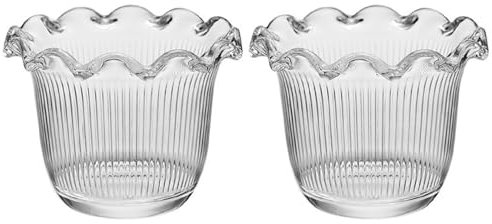 Bafnsiji Set von 2 Glasschalen, Glas Dessertschalen, Sundae EIS Set, kleine Servierschalen, Dessert Servierschalen, Wave Lace Dessertschalen, Küche Glas Dessertschalen,B