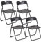 Baroni Home Klappstuhl mit PVC- und Stahlgestell, platzsparender zusammenklappbarer Sitz mit Füßen und Griff, Outdoor-Stuhl, Küche, Wohnzimmer, Reisen, 74x43x49 cm, 4 Stücke, Schwarz