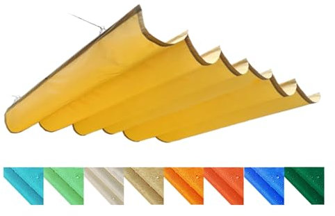 LXBAMKEA Outdoor Shade Sail, Retractable Wave Canopy Pergola Cover, Replacement Sun Protection Anti-UV Shade Cover, Porch Terrace Deck Courtyard Garden Backyard Wave Awning