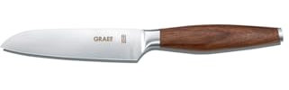 GRAEF. Santokumesser 13 cm KN5052, handgeschliffene Klinge 1.4116er Edelstahl, Echtholzgriff Walnuss, Kochmesser