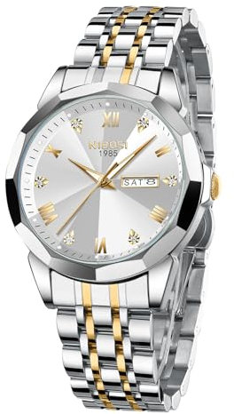 NIBOSI Herren-Armbanduhr Analog blaues Quarz Edelstahl Armbanduhr Business Casual Designer mit Leuchtdatum und goldenem für Männer mit Datum