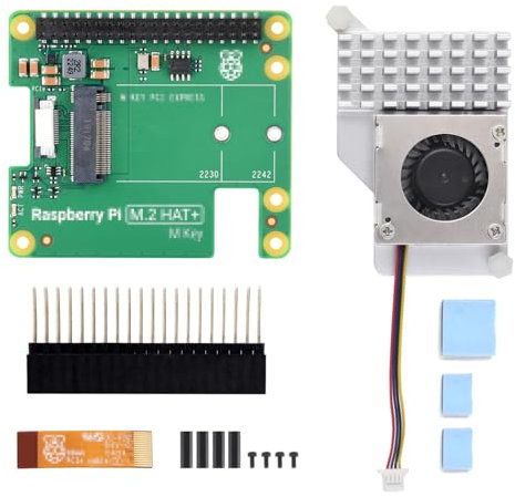 Waveshare PCIe to M.2 HAT Package A, Compatible with Raspberry Pi 5, High-Speed Reading/Writing, HAT + Standard, Supports NVMe Protocol M.2 Solid State Drive, Comes with a Pi5 Cooler