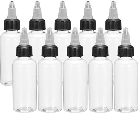 sourcing map 10Pcs 2oz/60ml Squeeze Bottles, Clear Dispensing Bottles with Twist Cap Lids, Plastic Squirt Bottle for Ketchup, Mustard,and Crafts