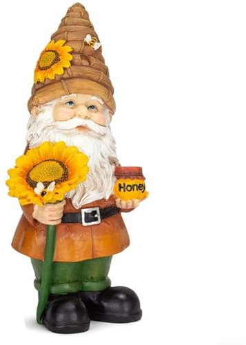 Statuettes de nain de jardin classiques résistantes aux intempéries, pour terrasse, cour, pelouse, porche, jardin (miel)