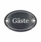 Sosenco Emaille Türschild GÄSTE oval 7x10 cm Schild Emailschild Vintage Metallschild - Blechschild - Gästehandtuch Gast Besucher - Deko Retro Wandschild (Dunkelgrau)