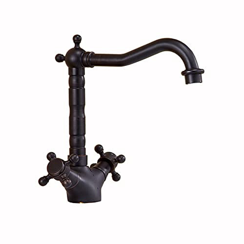 DXYQXL Vintage Messing Kreuzgriffe Waschbecken Armaturen | Retro Küchenspüle Wasserhahn mit Messing-Finish | Antike Waschtischarmaturen für Küche/Badezimmer