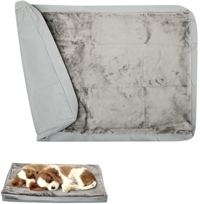 Wasserdichter Hundebettbezug mit Reißverschluss, waschbares Tierhaar, leicht zu entfernen, Flauschiger Hundebett-Ersatzbezug, Abnehmbarer Welpenbettbezug für Hunde, nur Bezug (Grau, XL)