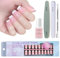 DMQ French False Nails, 300Pcs Square Press On Nails Short, Nude Pink Color X-coat Tips Fake Nails with Glue, Full Cover Glue on Nails for Women French White Tip Nail Art - 15 Sizes