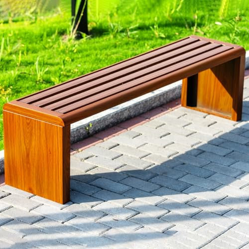 Rückenfreie Metall-Gartenbank mit stabiler Konstruktion und wetterfestem Design, Terrassenmöbel für Garten, Veranda und Park, 120 x 39 x 42 cm