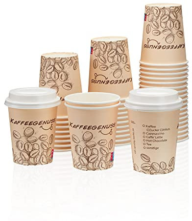 MH QUALITY Kaffeebecher To Go 200ml mit Deckel - 200x Premium Einweg Pappbecher | Hochwertige Coffee To Go Becher - Hellbraun