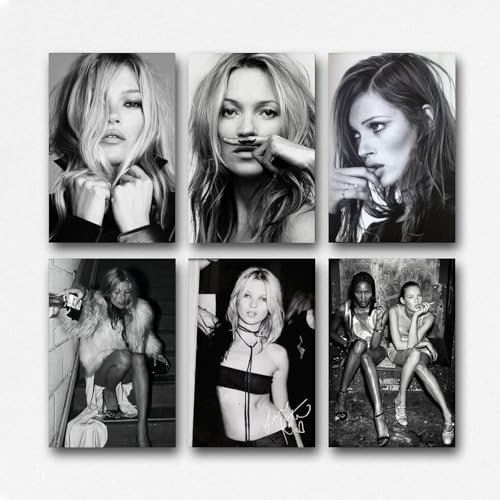 Hotoice Kate Poster, Moos-Modell, Retro, Vintage, Wandkunst, Leinwand, Poster, Raumdekoration, ästhetischer Druck, Dekoration, 20 x 30 cm, 6 Stück