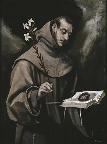 PSVDCTOO Vintage Malerei Poster Poster Wandbild Der heilige Antonius von padua von el greco Drucke auf Leinwand für Home Dekoration 60x90cm