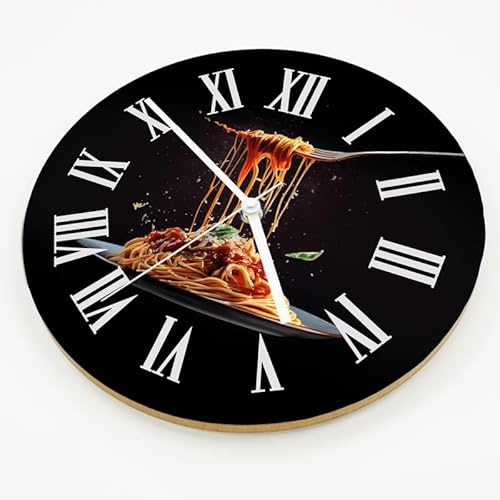 Smagnon Wanduhr ohne Tickgeräusche – 30cm Rund - Hochwertige MDF Wanduhr Analog, Lautloses Schleichendes Uhrwerk – Wohnzimmer Deko & Küchenuhr im modernen Vintage Design, Spaghetti