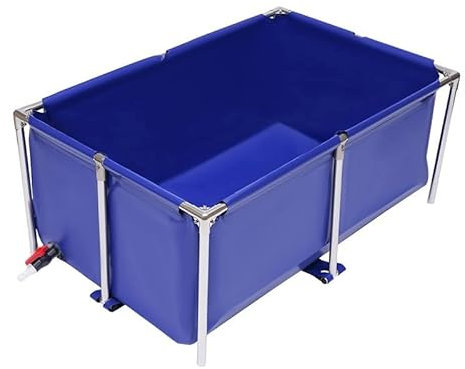 CVQJL Laghetto Pieghevole Portatile, Laghetto per Pesci in Tela di PVC, Piscine rettangolari Fuori Terra con Telaio zincato, Serbatoio di stoccaggio dell'Acqua Pieghevole per acquacoltura (3x2x1m)