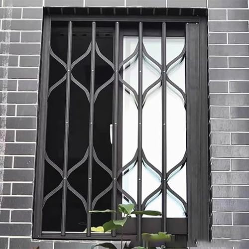 DWSSX Faltbare Fenster-Sicherheitsgitter, Innen-Einbruchschutz, 67 63 59 55 51 47 44 40 36 32 Zoll breit, horizontaler Schiebefenster-Schutzzaun for Zuhause und Gewerbe(Grey,120x150cm)