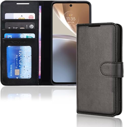 Cracksin Hülle für ZTE Blade A54, Handyhülle Kunstleder Flip Case Tasche mit Standfunktion, Kartenfach, Magnetschnalle, Silikon Bumper Schutzhülle Cover für ZTE Blade A54, Schwarz