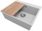 PRIMAGRAN Lavello da Cucina Grigio 58x50cm, Lavandino da Cucina a 1 vasca + Sifone Classico + Tagliere, Lavabo da Cucina Incasso al mobile 60cm - Riga