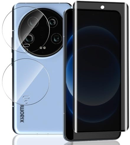 Yieehhow Sichtschutz Schutzfolie für Xiaomi 14 Ultra Panzerglas, [2 Stück] Kameraschutz Panzer Schutz Glas und [1 Stück] 9H Härte Anti-Spy Schutzglas, Bläschenfrei Panzerfolie für Xiaomi 14 Ultra