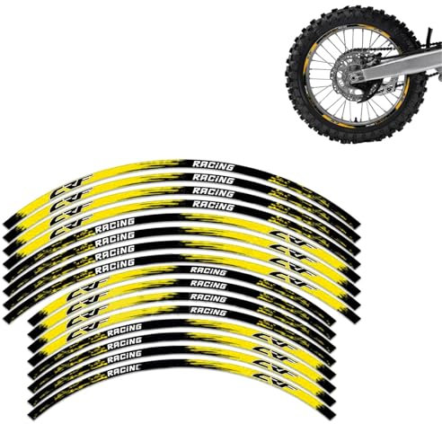 MPODYTSF Adesivo Decalcomania Adesivi per Cerchi da 21 E 18 Pollici per Moto per Honda CRF 450, CRF 250 L, 300L, 450X, 450R, 250R, 250F, 150L, ​​230, Strisce Riflettenti per Mozzo.(Jaune)