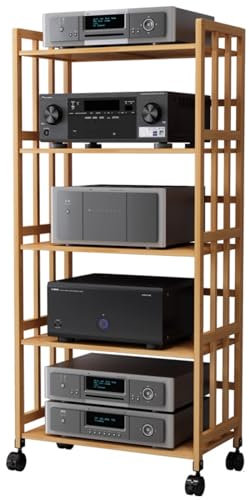 Adjustable Hi-Fi TV Stand Multimedia Shelf with 2-5 Shelves for DVD Players & Cable Boxes Audio Rack for Components & Discs Stylish Home Furniture (55x38x159 cm)