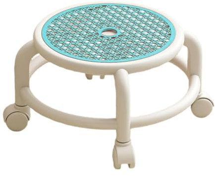 MagiDeal Tabouret bas à roulettes pivotant à 360°, confortable, petit escabeau sur roulettes pour garage, bureau, salon, pédicure à domicile, Bleu