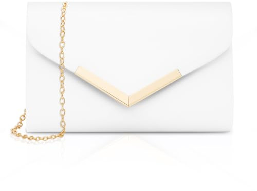 Larcenciel Clutch Damen, Leder Handtaschen mit Kette, Elegante Envelope Abendtasche, Mode Umschlag Tasche für Hochzeit Party