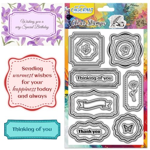 CHGCRAFT Einfache Rahmen Transparente Stempel Rahmen Transparente Stempel Etiketten Silikondichtungen für die Herstellung von Karten, DIY Scrapbooking, Fotoalbum-Dekoration, 4,3x6,3 Zoll