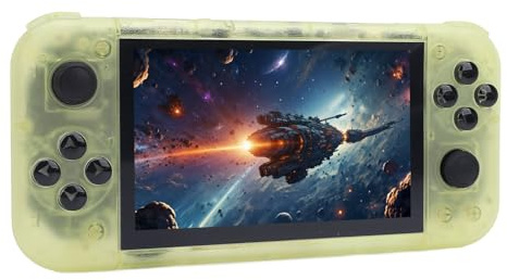 Cryfokt Retro Video Game Console, USB C RGB Lighting 2 GB DDR4 Handheld Game Console HD Multimedia Interface 64 GB für Weihnachten (Transparentes Gelb)