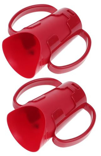 minkissy Lot de 2 Gobelets en Plastique Rouge avec Double Poignées Gobelet D’Apprentissage Incliné Anti-Fuite pour Personnes Âgées et Patients Alités Adapté aux Soins Médicaux et Ehpad