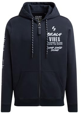 Camp David Herren Kapuzensweatjacke mit Ärmel-Print Blue Navy, 4XL