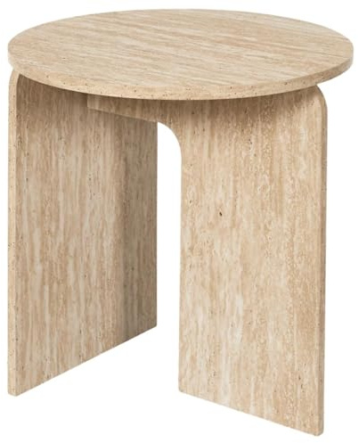 HowHomely Couchtisch Beistelltisch Wohnzimmertisch rund geometrisch Kaffeetisch Design Tisch Steinoptik modern Wohnzimmer Designer Tisch