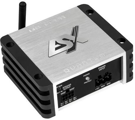ESX QUANTUM QS-FOUR-BT | Mini amplificatore a 4 canali classe D con Bluetooth integrato per streaming audio e 240 W RMS | Serie QUANTUM