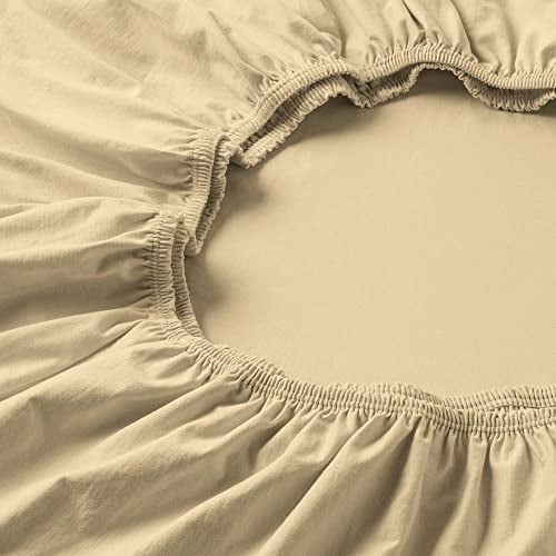 ESTELLA Spannbetttuch Fein-Jersey | Natur | 100x220 cm | bügelfreie & trocknerfeste Qualität | Rundumgummi | 100% Baumwolle