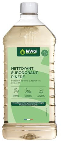 LE VRAI PROFESSIONNEL - Détergent Parfumant - Nettoyant Sols - Jusqu’à 100 Lavages - Fabrication Française - Flacon 1 L - Senteur Pinède