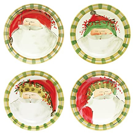 Vietri Old St. Nick Assorted Round piatti da insalata, set da 4