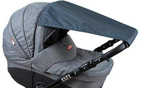 BABYLUX Sonnenschutz UV Rollo Schütz SONNENSEGEL Sonnendach für Kinderwagen Buggy (Graphit)