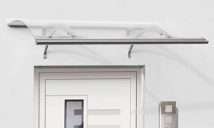 Olor - Swing Alu-Rundbogenvordach Silber Haustürvordach 160 x 87 x 27 cm
