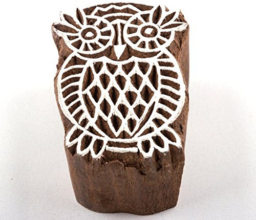 Holz-Stempel handgeschnitzt Motiv Eule, für Textildruck oder als Deko