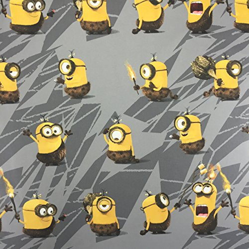 Lizenziert von Universal Studios - Graue Cromini Minions Neuheit Druck Premium Grade 100% Baumwolle Feingewebe Kinder Vorhang Bettwäsche Stoff 142cm breit - Meterware