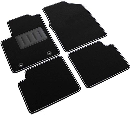 Das Teppich Auto, sprint01300, Fußmatten Teppiche Schwarz rutschfest, verstärkter Rand, zweifarbig, Absatzschoner aus Gummi, Ka 2009 >.