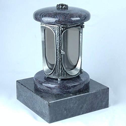 designgrab Alu Grablampe mit Granit Sockel 20x20x5 cm, aus Aluminium in Antikoptik und Granit Orion