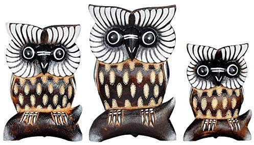 WORU Eule Schu aus Albesia-Holz, 3er Set