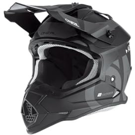 O'NEAL | Motocross-Helm | MX Enduro | ABS-Schale, Lüftungsöffnungen für optimale Belüftung & Kühlung | 2SRS Helmet Slick | Erwachsene | Schwarz Grau | Größe M